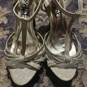 Silver prom heels